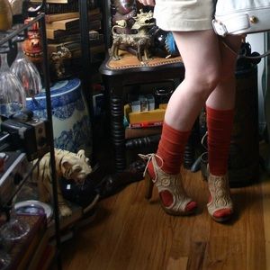 Horn heel crochet sandals